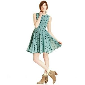 Maison Jules teal polka dot dress - small